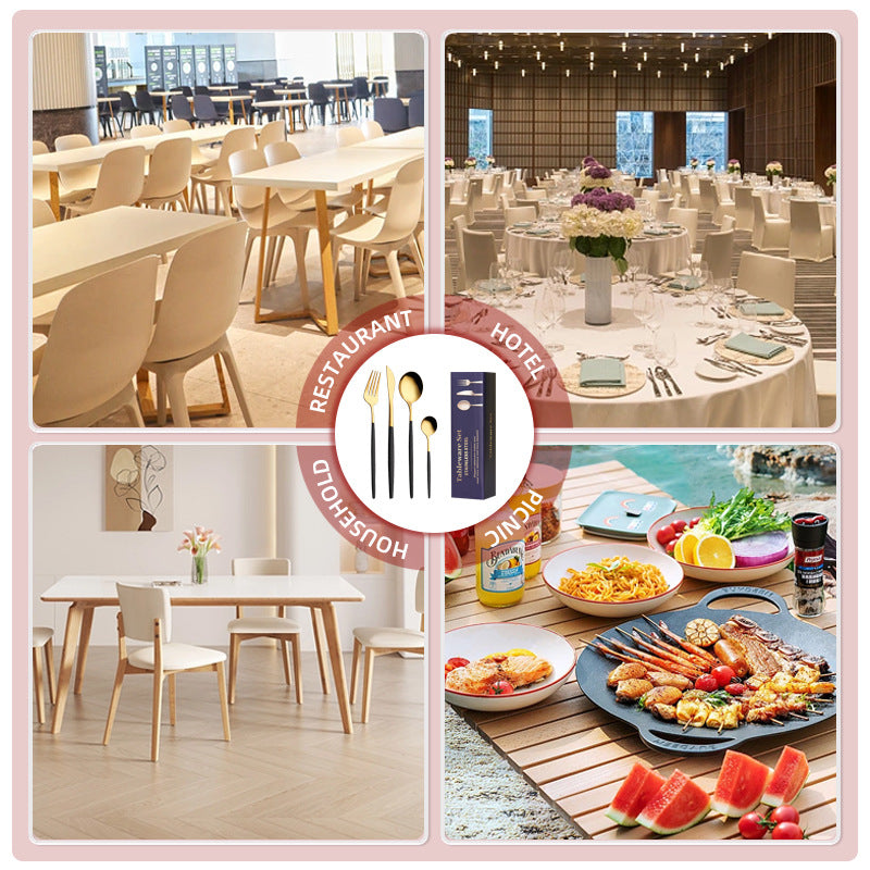 30-Piece Rose Gold Portuguese Style Cutlery Set - Mirror Polished 410 Stainless Steel Dinnerware for 6 (Steak Knives Included)