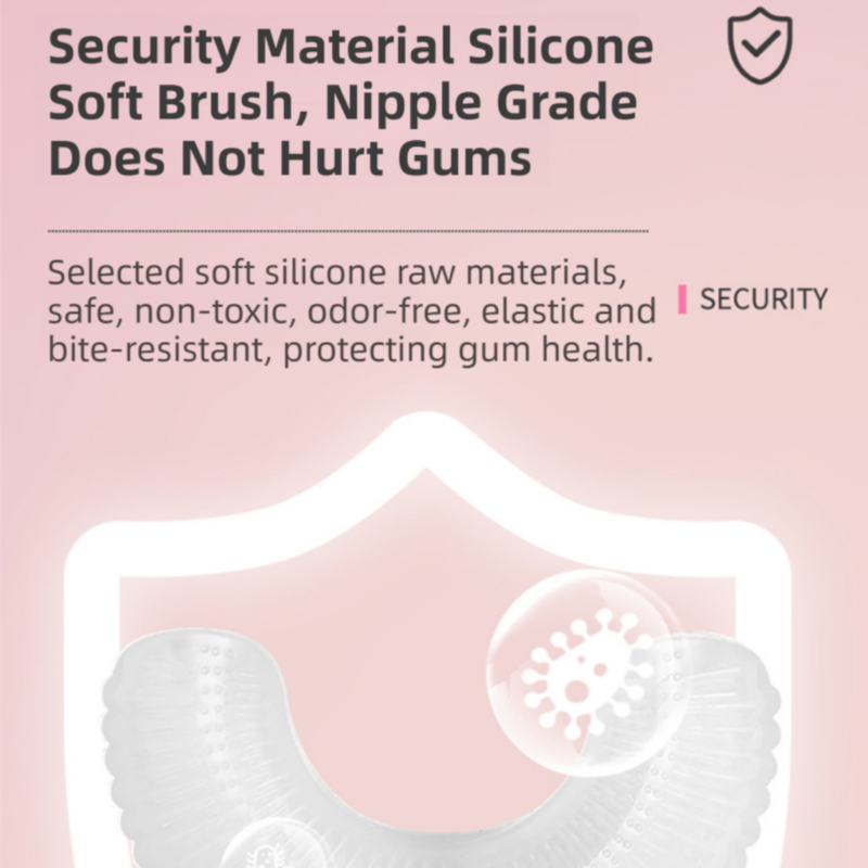 Pink Elephant 360° U-Shaped Electric Toothbrush Set for Teens/Adults 15 and Up Years Old - Silicone Soft Bristle Oral Cleaner with 6 Modes & 3 Large Brush Heads