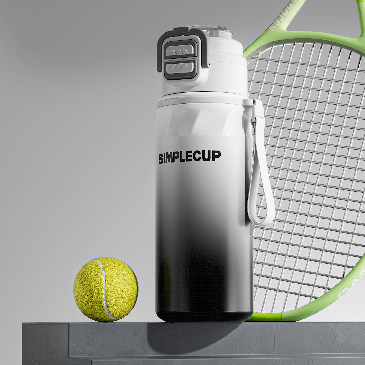 2-Pack Gradient White 670ml Large Capacity Sports Insulated Tumbler - 316 Stainless Steel Straw Water Bottle, Dual-Use Lid for Travel & Outdoors