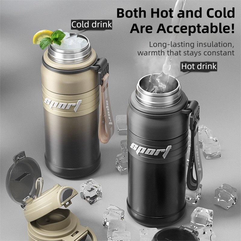 2-Pack Gradient White 670ml Large Capacity Sports Insulated Tumbler - 316 Stainless Steel Straw Water Bottle, Dual-Use Lid for Travel & Outdoors