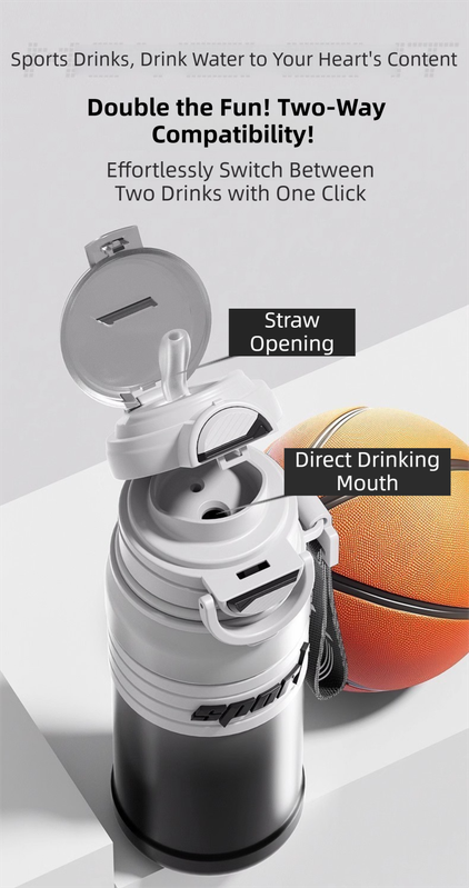 2-Pack Gradient White 670ml Large Capacity Sports Insulated Tumbler - 316 Stainless Steel Straw Water Bottle, Dual-Use Lid for Travel & Outdoors