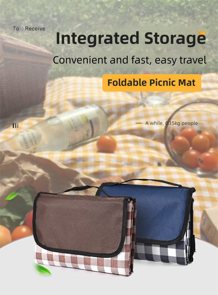 Red Bar Foldable Waterproof & Moisture-Proof Picnic Blanket 150x100CM - 600D Three-Layer Composite Oxford Extra Large Mat for Beach & Camping