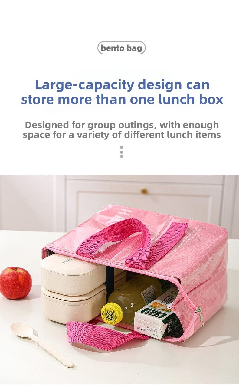 2-Pack Navy Blue Dopamine Color Block Insulated Lunch Bag - Large Capacity Portable Cooler with Thickened Aluminum Foil Liner for Office Camping Picnic