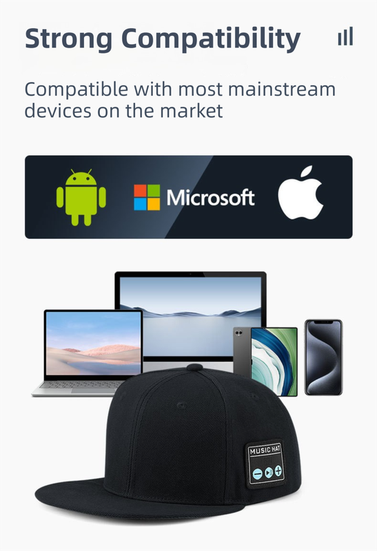 Dark Grey Bluetooth 5.4 Music Adjustable Sun Hat - Wireless Audio Speaker Cotton Cap for Sports, Golf, and Outdoor Activities