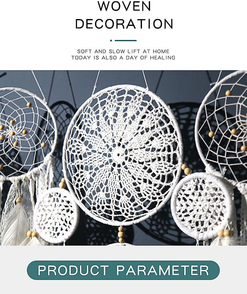 5-Piece Bohemian Handmade Dreamcatcher Wall Hanging Set (Grey) - Nordic Style Feather Room Decor with Premium Gift Box