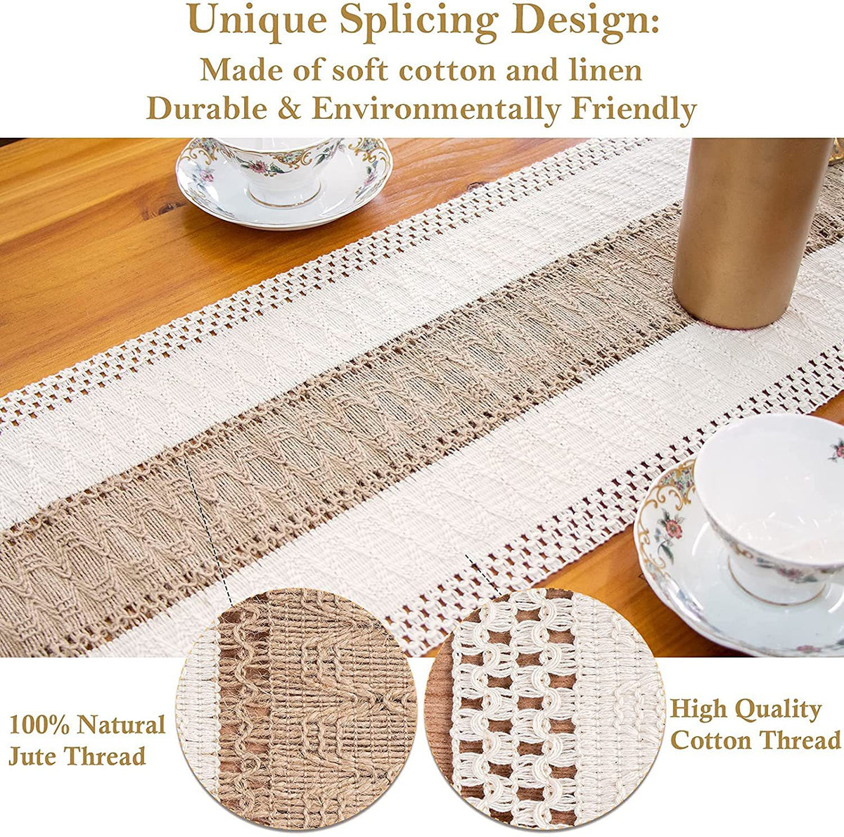 White-Grey Bohemian Woven Dining Mat with Tassels(30X50CM) - Wrinkle-Resistant Striped Placemat for Wedding, Holiday & Outdoor Party