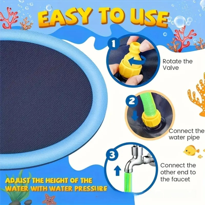 Portable Outdoor 1M Splash Pad for Pets & Kids(Alphabet Style) - Summer Cooling Fountain for Backyard & Garden