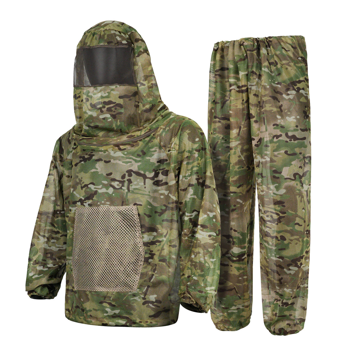 CP in multiple locations Camouflage Mosquito Repellent Suit Ultra-Fine Mesh Hooded Ghillie Suit for Outdoor Hunting Camping Fishing and Beekeeping(XL/XXL)