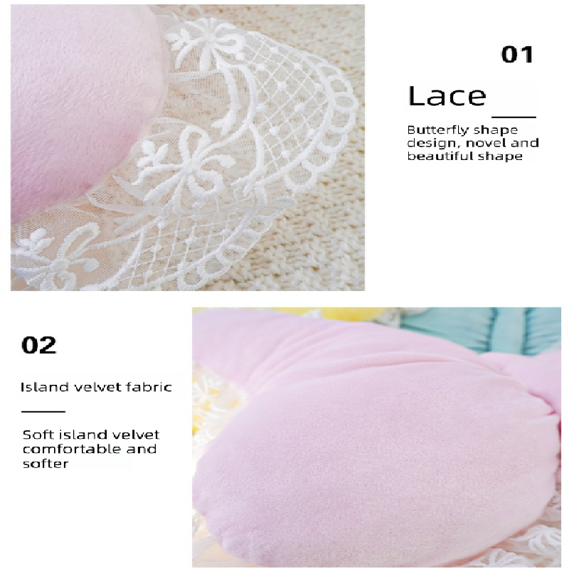 White Elegant Butterfly Lace Throw Pillow 60x45cm Soft Decorative Cushion for Sofa Bedroom Office and Car Comfort Backrest Accessory