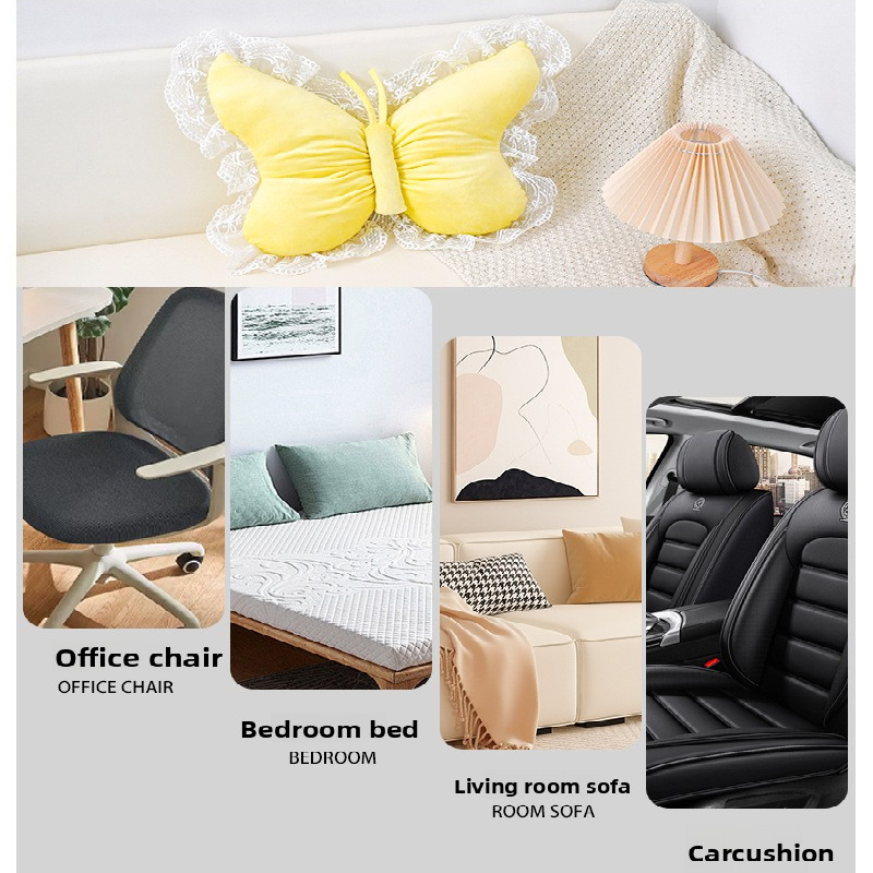 White Elegant Butterfly Lace Throw Pillow 60x45cm Soft Decorative Cushion for Sofa Bedroom Office and Car Comfort Backrest Accessory