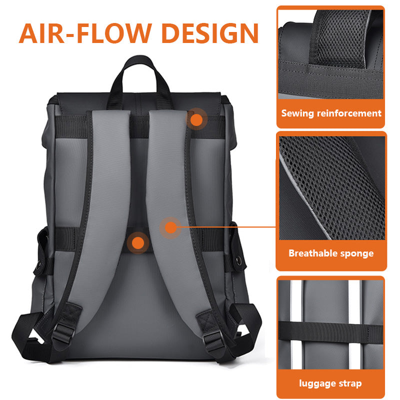 Black Men Large Capacity Business Laptop Backpack Waterproof PU Leather Travel Rucksack with USB Port for Work and Travel in Australia
