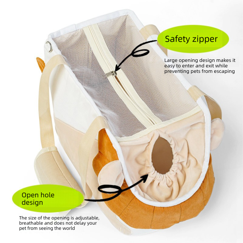 Lion Shape Pet Carrier Bag Large Capacity Breathable Mesh Adjustable Opening Portable Handheld Shoulder Travel Bag for Local Pet Owners and Small Animals