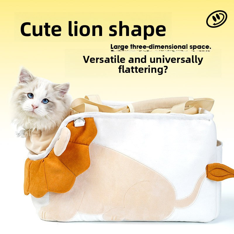 Lion Shape Pet Carrier Bag Large Capacity Breathable Mesh Adjustable Opening Portable Handheld Shoulder Travel Bag for Local Pet Owners and Small Animals