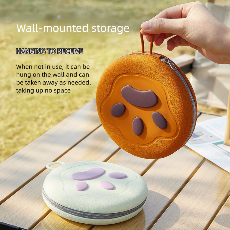 Pink Portable Foldable Dual Bowl for Pets – Silicone Feeding and Water Dish with Compact Storage Design