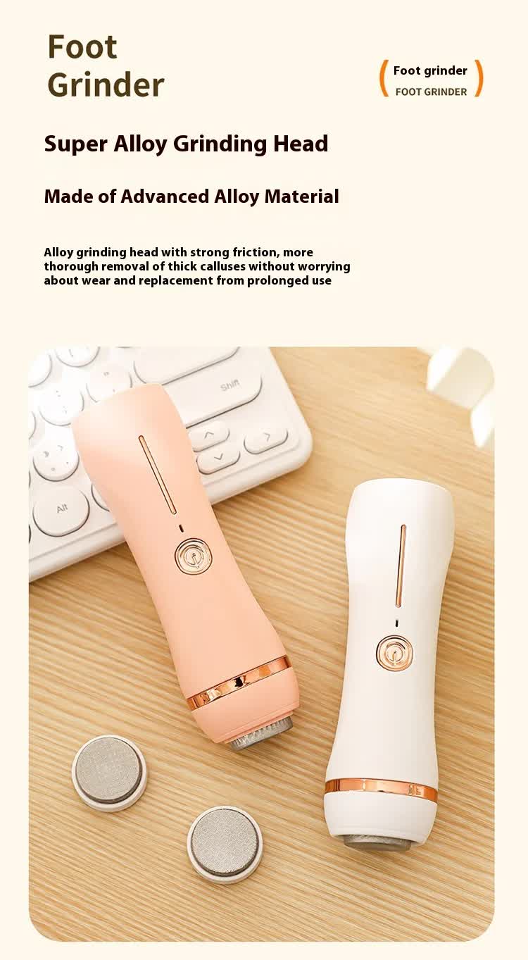 Electric Foot Callus Remover Rechargeable Pedicure Tool with 3 Grinding Heads Portable Dead Skin Exfoliator Ivory White