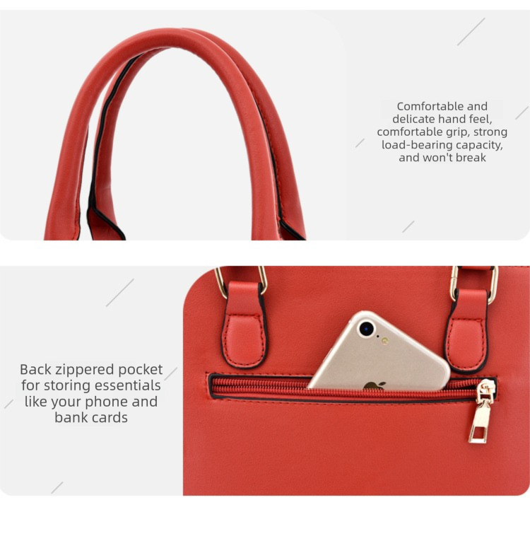 2 PCS Women's Handbag Set PU Leather Tote & Crossbody Purse Fashion Splicing Design Black