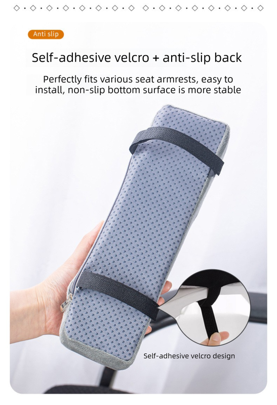 1 Pair of Memory Foam Chair Armrest Pads - Ergonomic Elbow Support Cushions - Soft Plush Cover with Anti-Slip Straps for Office & Gaming Chairs (Pink)
