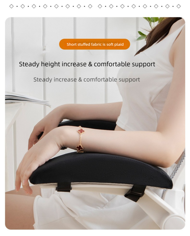 1 Pair of Memory Foam Chair Armrest Pads - Ergonomic Elbow Support Cushions - Soft Plush Cover with Anti-Slip Straps for Office & Gaming Chairs (Pink)
