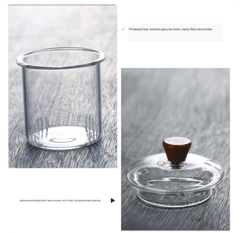 1500ml Heat Resistant Glass Teapot with Bamboo Handle and Glass Infuser Loose Leaf Tea Maker for Home