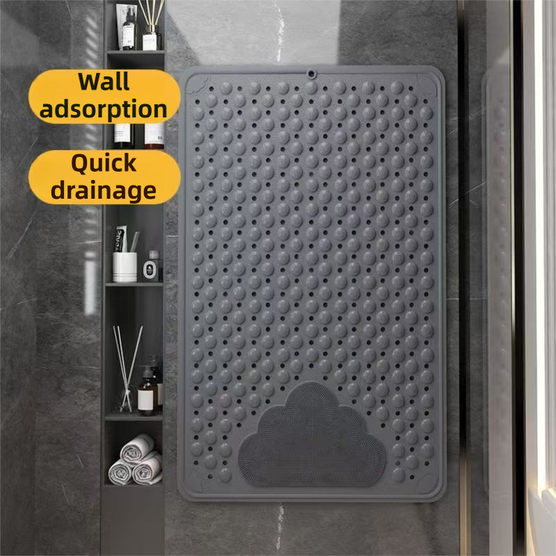 2-Pack Khaki Eco-Friendly Bath Mat with Massage Points - Anti-Slip Suction Cup Safety Bathroom Rug (L Size 86.5X53x2 CM)