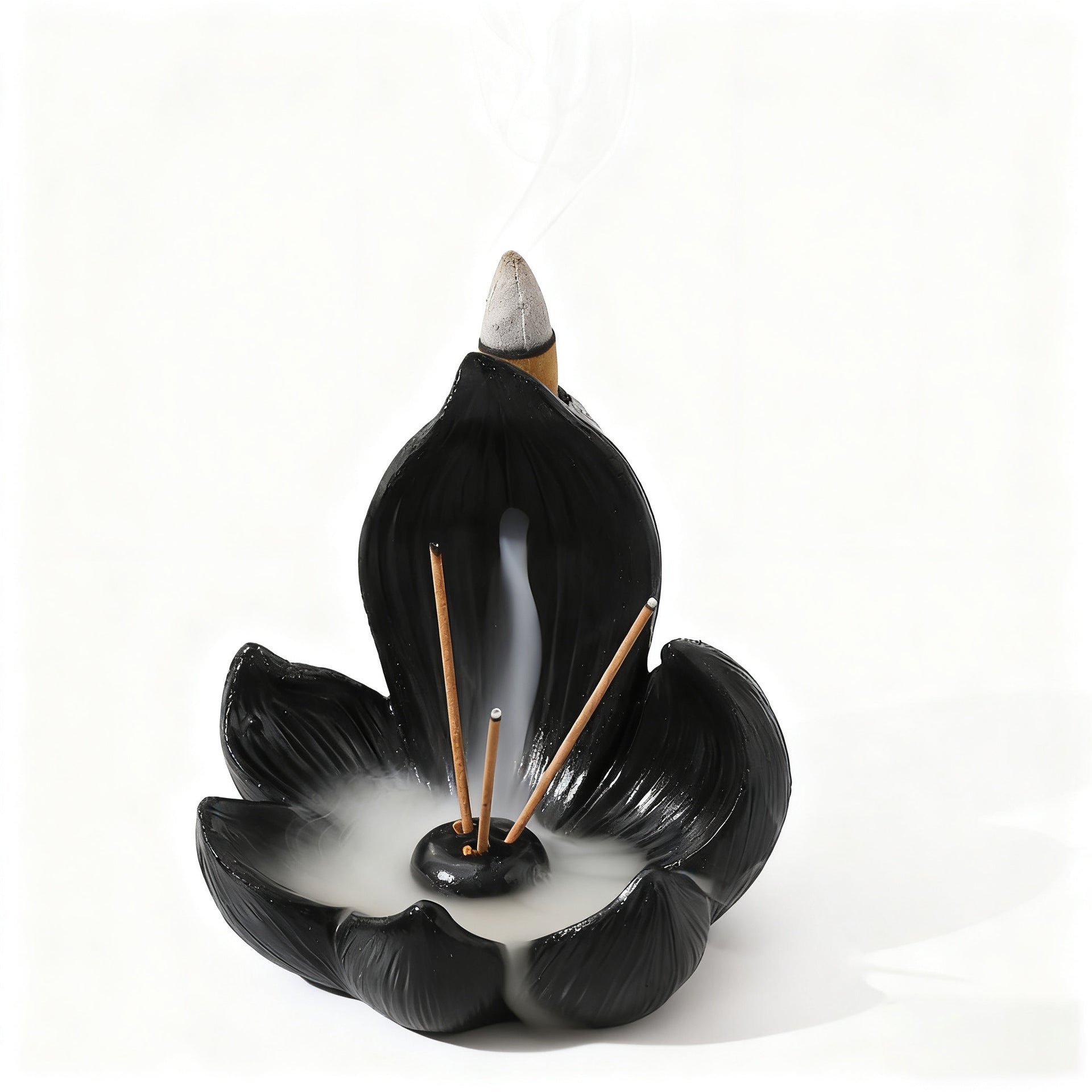 Gold Zen Lotus Waterfall Backflow Aroma Diffuser - Premium Elegant Resin Craft for Meditation & Yoga, 10cm Compact Design