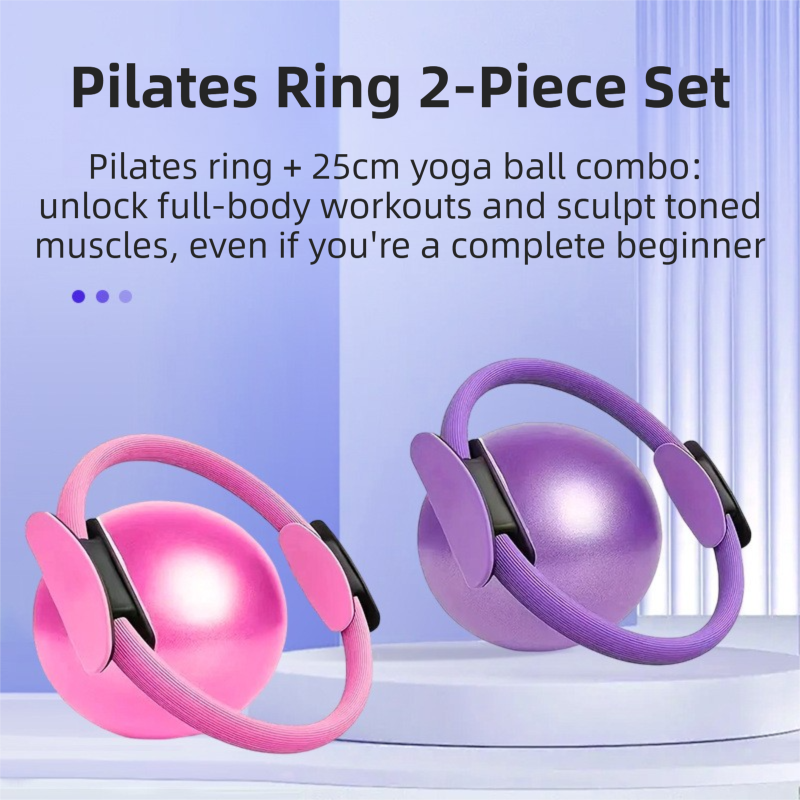 Purple Professional Pilates Ring & Yoga Ball Set - Multipurpose Home Fitness Equipment for Whole-Body Core Training & Pelvic Floor Strengthening