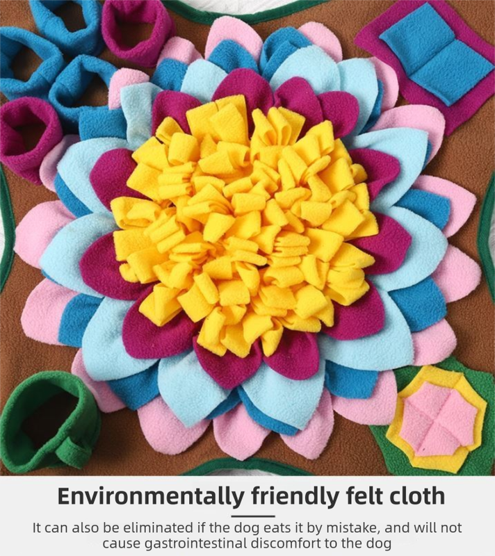 Colorful 48x48CM Durable Felt Cloth Pet Puzzle Sniffing Mat - Mental Stimulation & Slow Feeding Pad