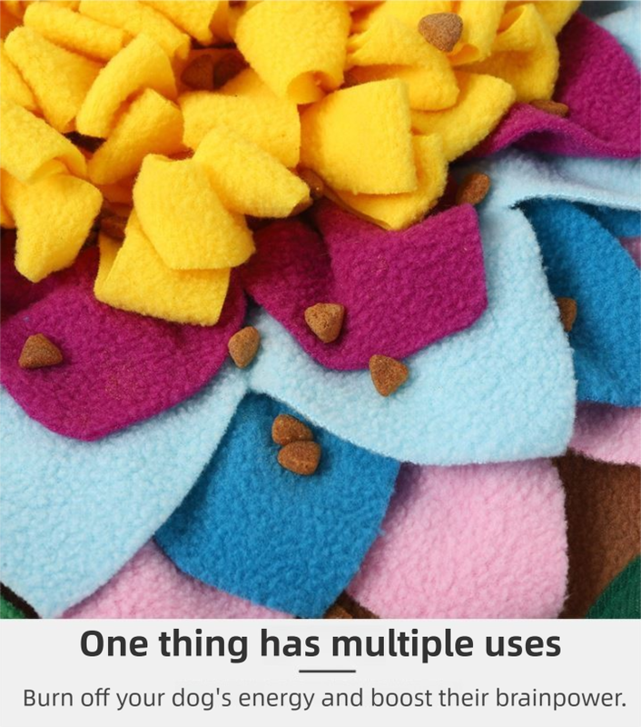 Yellow 48x48CM Durable Felt Cloth Pet Puzzle Sniffing Mat - Mental Stimulation & Slow Feeding Pad