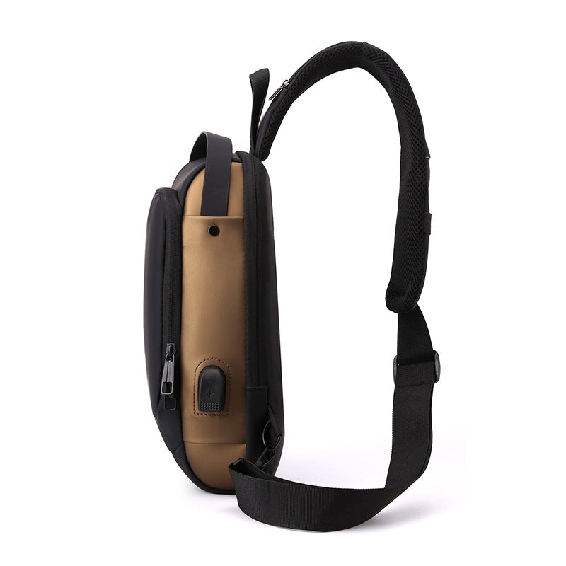 Black High Capacity Anti-Theft Tactical Chest Bag - Waterproof Leather-Film Sling with USB Charging & TSA Password Lock