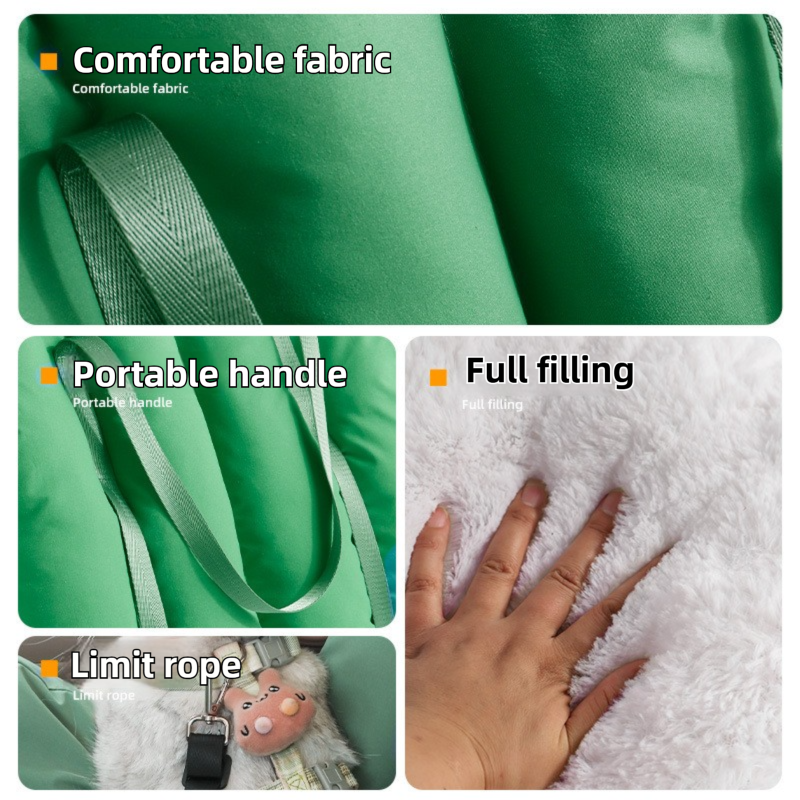 Green 2-in-1 Fluffy Travel Cat Bed & Car Safety Seat - Enclosed Windproof Pet Carrier with Reversible Summer/Winter Cushion, Reinforced Handle and Escape-Proof Leash