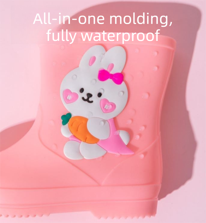 Cute Yellow Duck Kids Rain Boots with Removable Warm Cotton Liner - Waterproof Anti-Slip Toddler Wellies for Foot Length 13CM