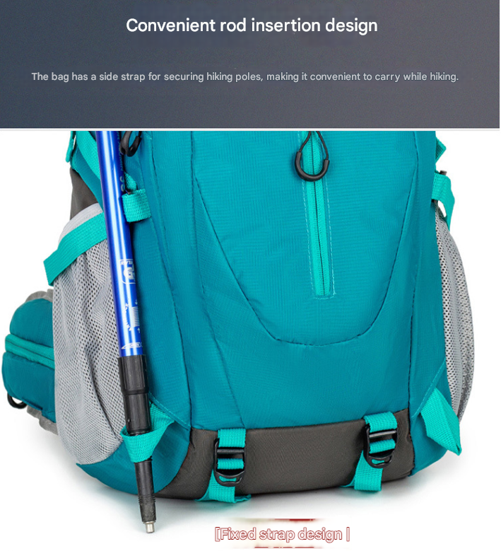 Grey Professional Large Capacity Hiking Backpack - Waterproof Lightweight Outdoor Trekking Rucksack with Hydration Port and Emergency Safety Whistle