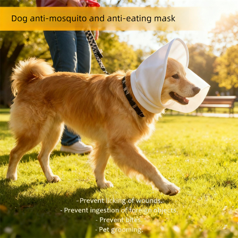 Size M Black Mesh Net Hood for Dogs – Protective Face Cover Against Insects, Debris, and Oral Ingestion