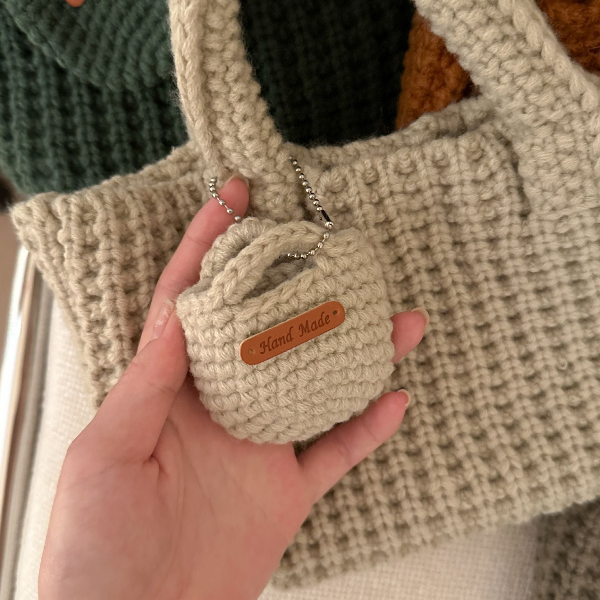 Light Green Handcrafted Crochet Tote Bag – Vintage-Style Woven Cotton-Yarn Look Bag