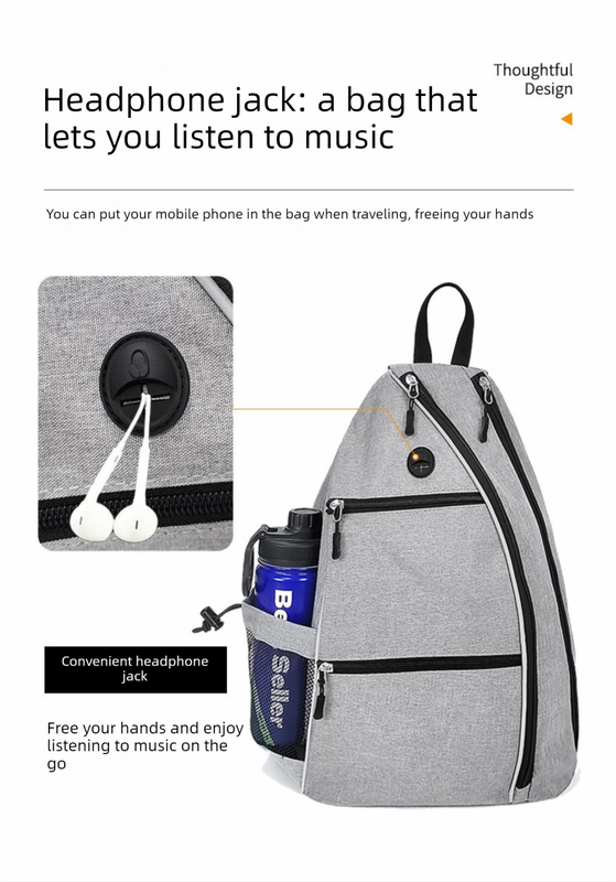 Grey Pickleball Multi-Sport Backpack – Oxford Fabric, Dual-Carry, Smart-Organized