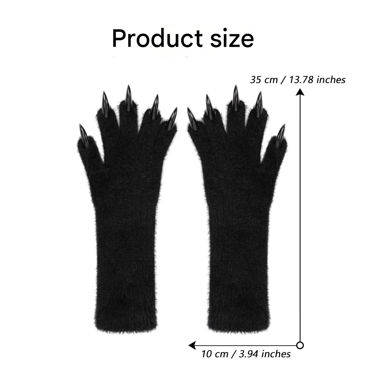 1 Pair White Realistic Long Claw Gloves – Halloween Costume Beast Paw Prop with Resin Nails