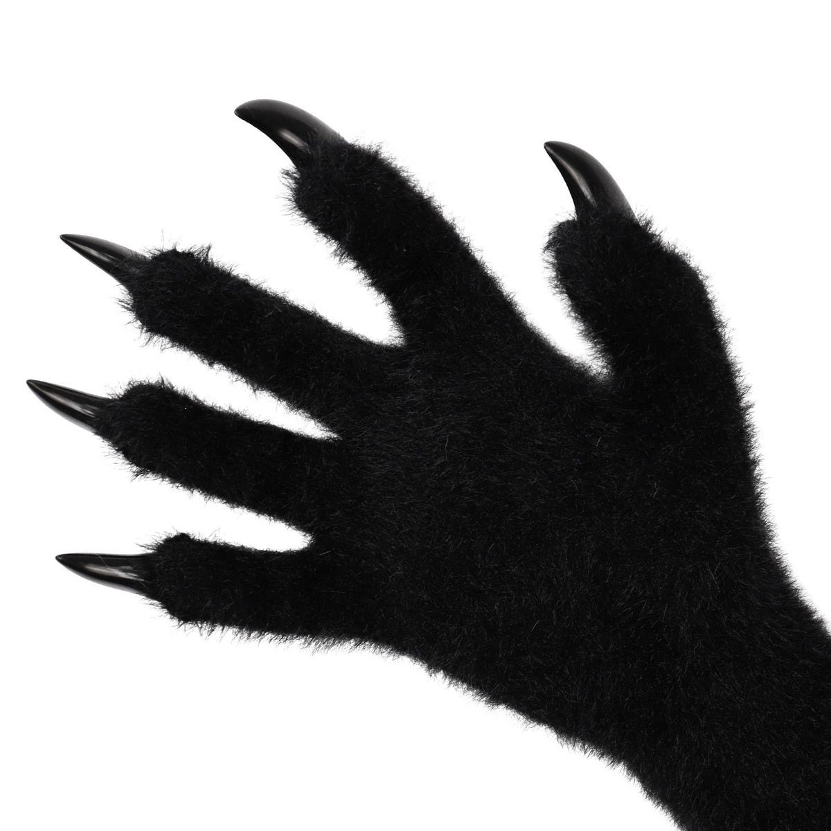 1 Pair White Realistic Long Claw Gloves – Halloween Costume Beast Paw Prop with Resin Nails