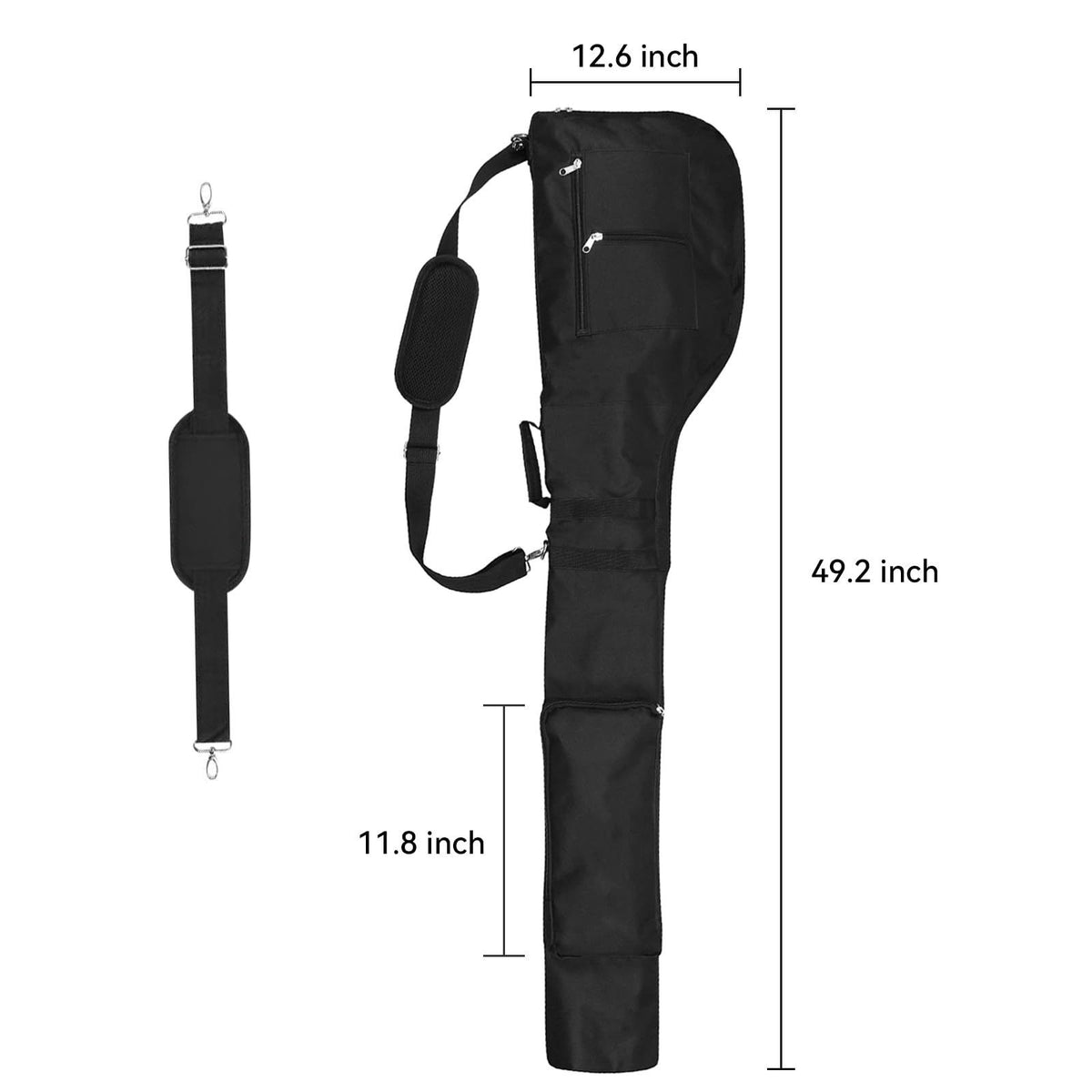 Black Portable Waterproof Golf Club Bag – Lightweight Oxford Carry Sleeve with Padded Strap & Storage Pockets