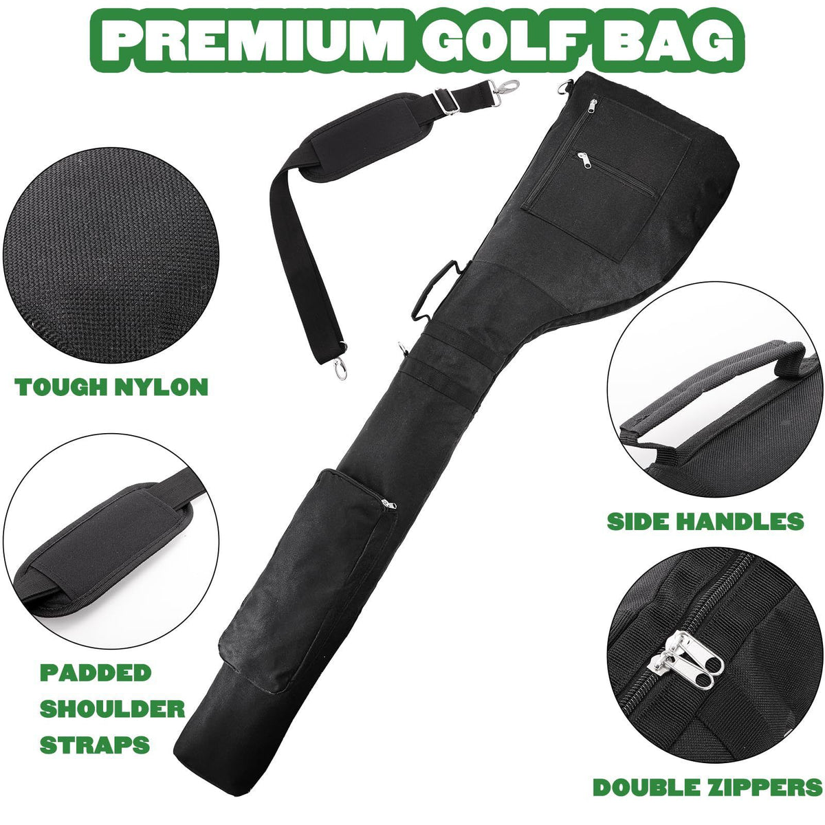 Blue Portable Waterproof Golf Club Bag – Lightweight Oxford Carry Sleeve with Padded Strap & Storage Pockets
