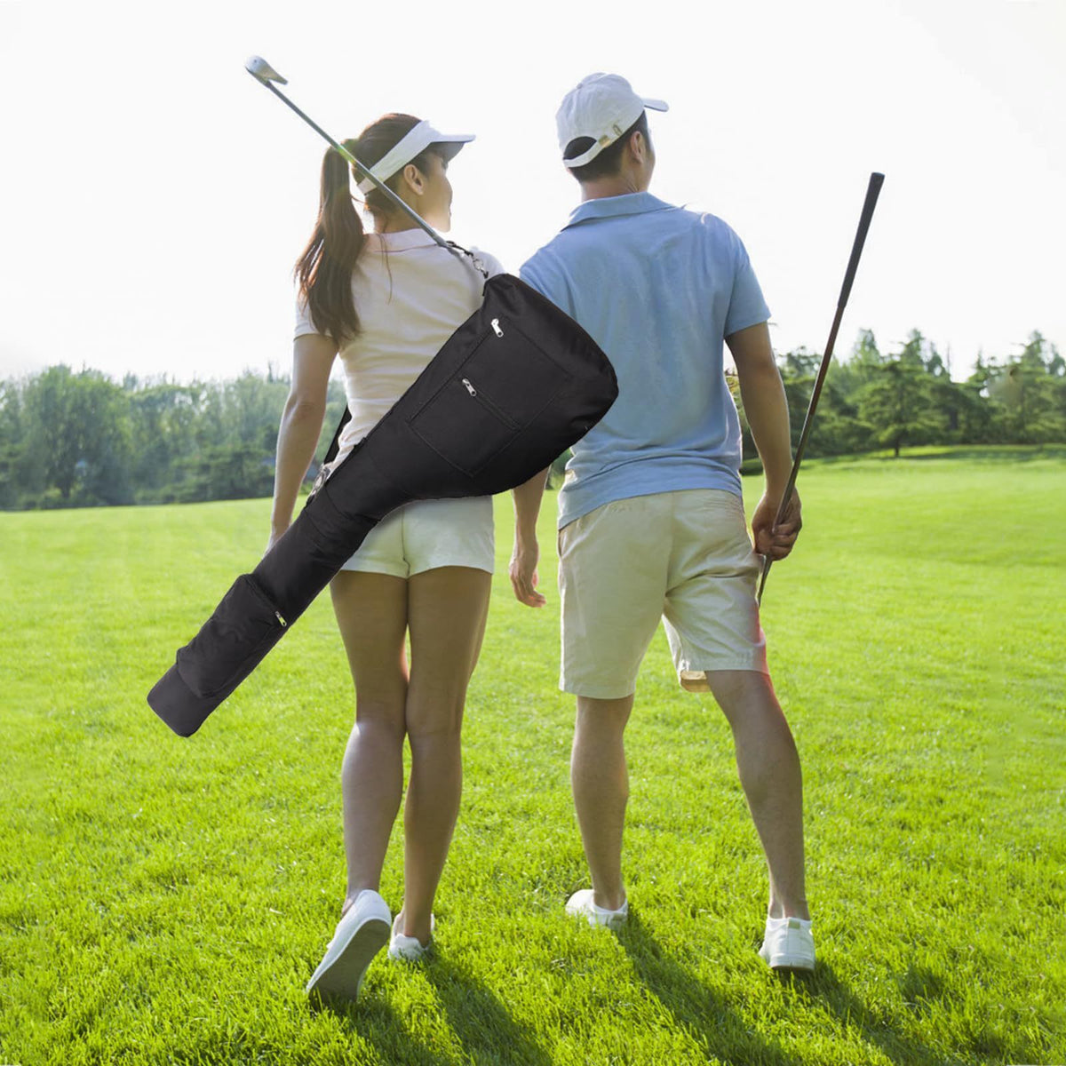 Blue Portable Waterproof Golf Club Bag – Lightweight Oxford Carry Sleeve with Padded Strap & Storage Pockets