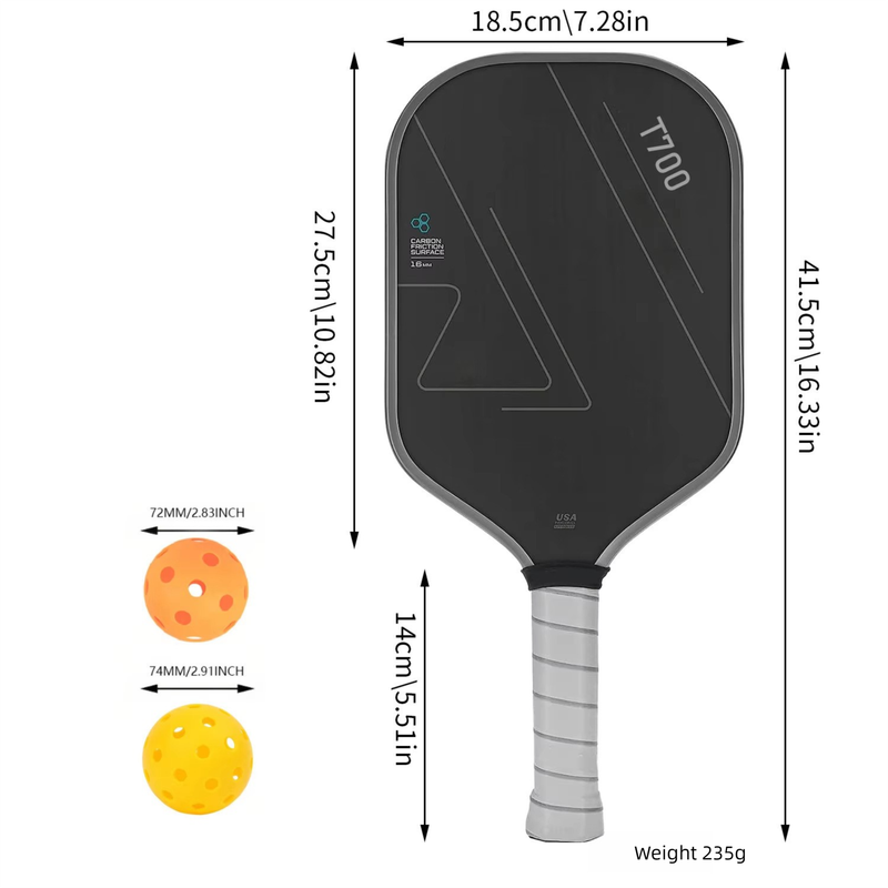 Pink handle T700 Carbon Fiber Pickleball Paddle Set - 16mm Textured Matte Finish with Oxford Carry Bag & PE Balls