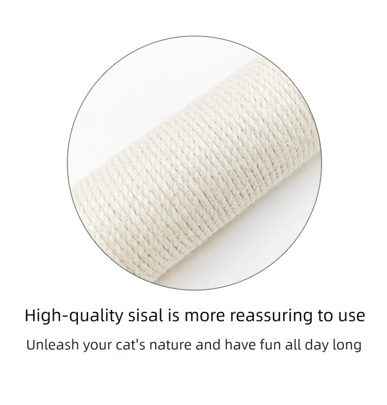 Beige Cat Climbing Frame with Sisal Scratching Post, Integrated Resting Platform and Hanging Pom-Pom Toys – Sturdy Floor Standing Cat Tree for Scratching, Climbing and Relaxation