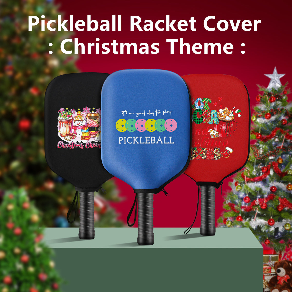 Black Neoprene Pickleball Paddle Cover Protective Case with Fun Graphic Design Durable Beach Tennis Racket Sleeve Bag for Table Tennis Paddles Shockproof Sports Equipment Storage(Style:2)