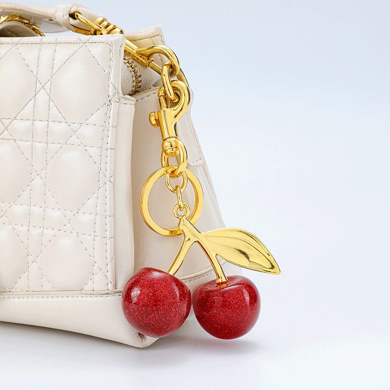 Fashionable Fashionable Cherry Keychain with Fruit Pendant for Handbags and Keys Stylish Accessory Solution for Local Trendsetters Cherry Keychain with Fruit Pendant for Handbags and Keys Stylish Accessory Solution for Local Trendsetters(Diamond-studded c