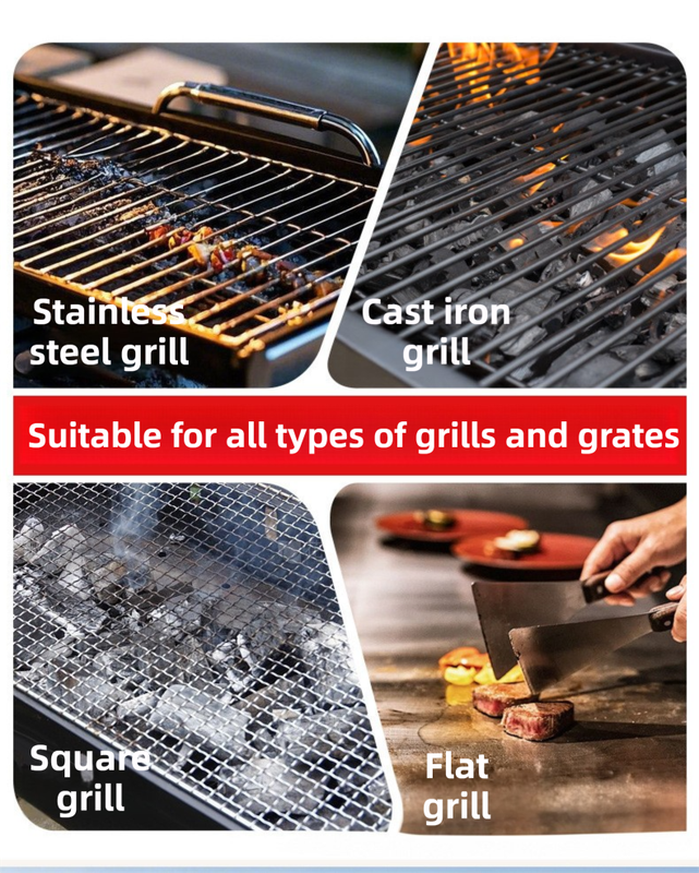 3-in-1 Sliver Cordless Electric Grill Cleaner Built-in LED & USB Charging - Waterproof High Power BBQ Cleaning Brush with 2-Speed Setting