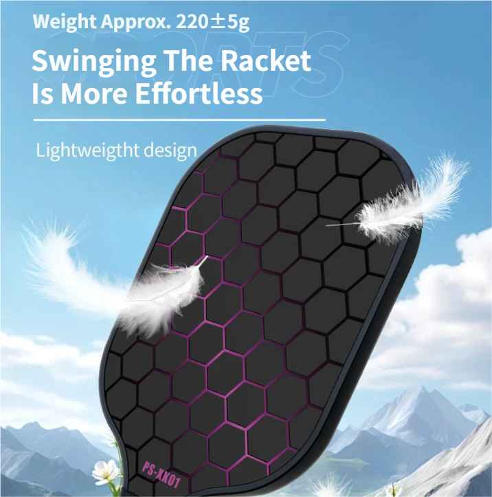 Black and Pink Fiberglass Pickleball Paddle - 220g Lightweight Racket with Breathable PU Comfort Grip and Oversized Sweet Spot for Outdoor Play