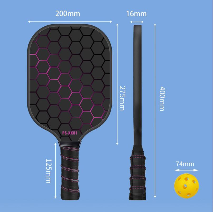 Black and Yellow Fiberglass Pickleball Paddle - 220g Lightweight Racket with Breathable PU Comfort Grip and Oversized Sweet Spot for Outdoor Play