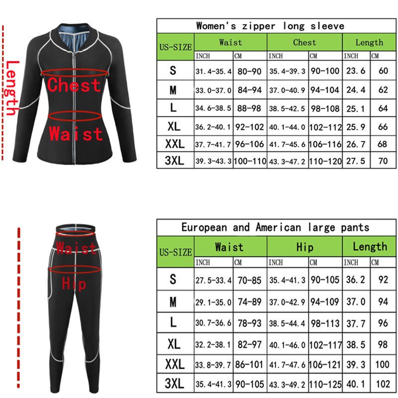 2XL Size Black and Silver Women's Workout Sauna Sweat Suit Set: Long Sleeve & Leggings - High Elasticity Compression Shapewear for Weight Loss & Yoga