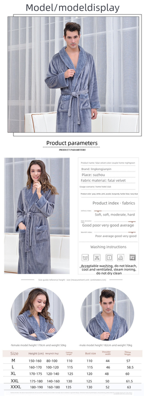 Pink L size Plush Flannel Robe for Couples - Thickened Warm Bathrobe with Shawl Collar, Soft Fleece Material, Unisex Long Style for Winter Home Wear