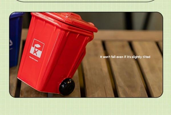 Green  Creative Trash Can Ceramic Mug with Shovel Spoon - 400ml Funny Garbage Bin Coffee Cup with Lid - Novelty Gag Gift for Birthday Christmas - Quirky Kitchen Cup for Home Office
